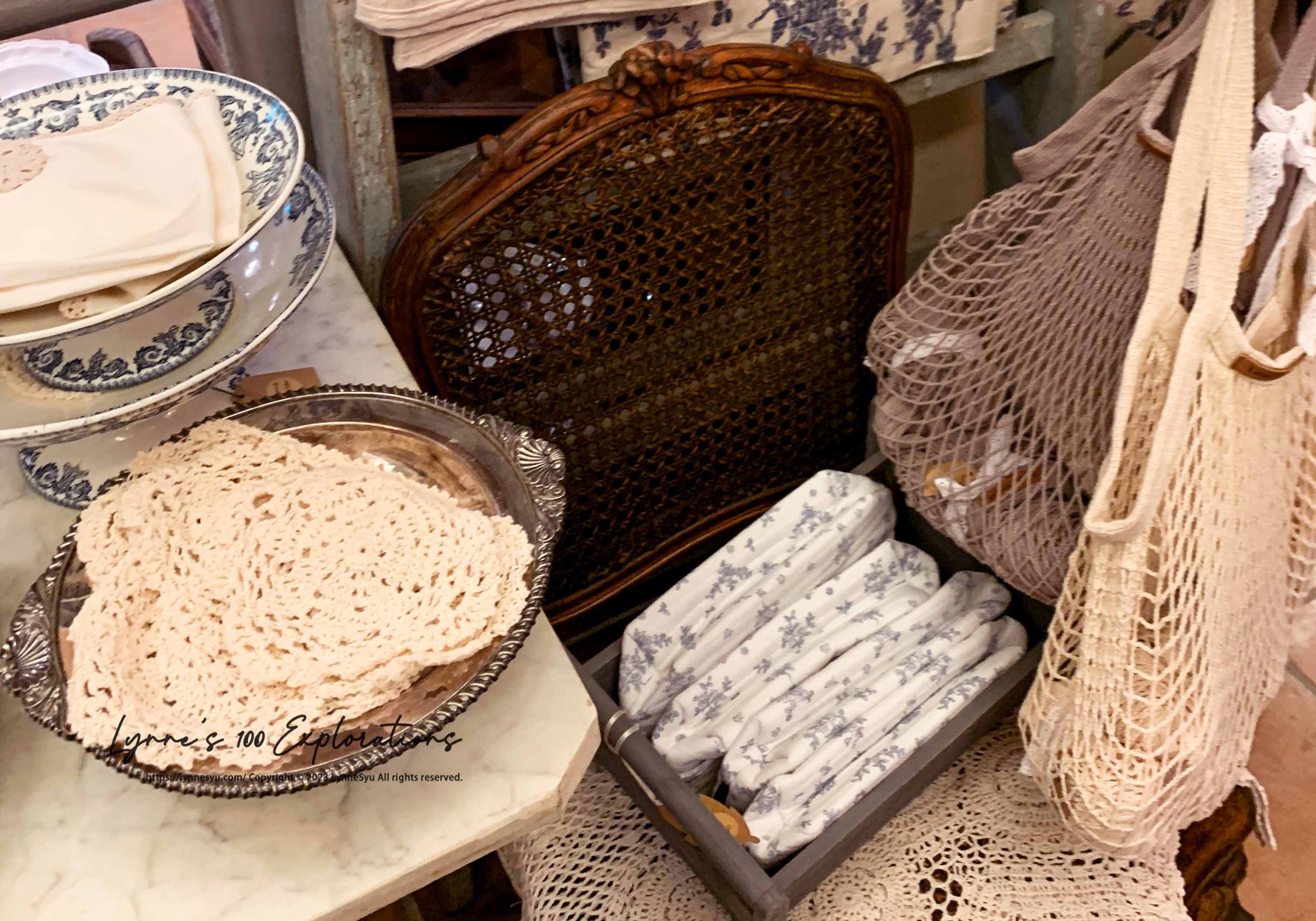 編織提袋,歐式古董餐盤,編織杯墊